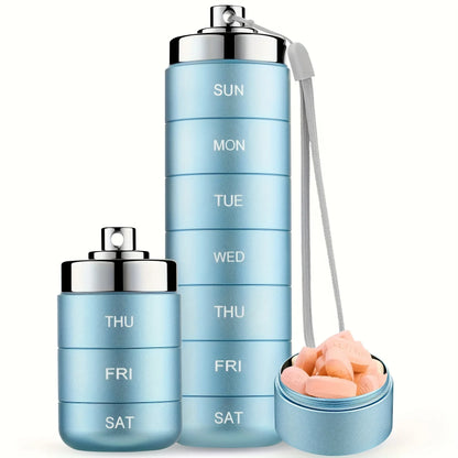 Pill Organizer Metal Travel Pill Box Set – Waterproof, Stackable, Summer Travel 2026