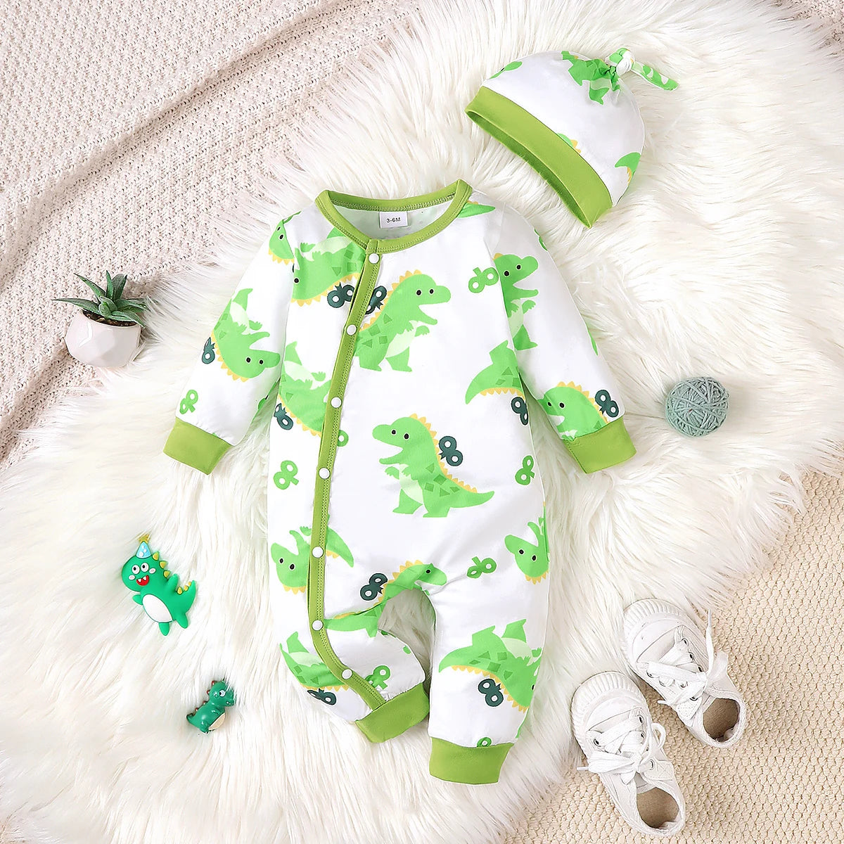 Additional gallery view 34 of baby boys bear print button-up winter romper