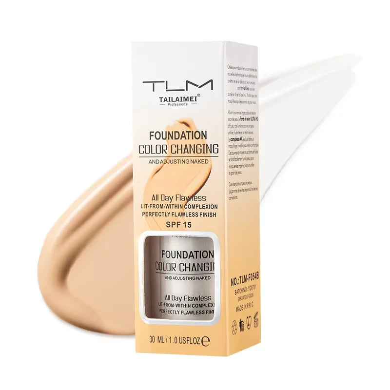 Color-Changing Liquid Foundation with SPF - Long-Lasting Waterproof Oil-Control Sunscreen Cream 30ml