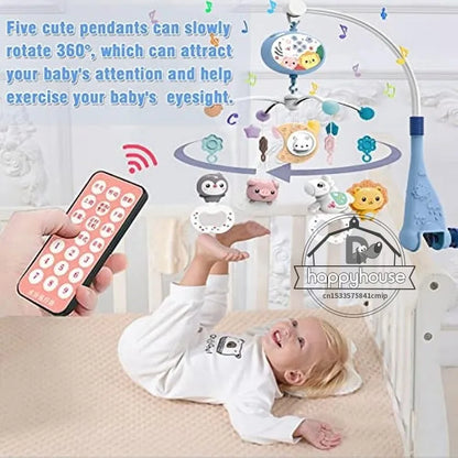 Crib Mobile Remote Music Light Newborn Sensory Toys
