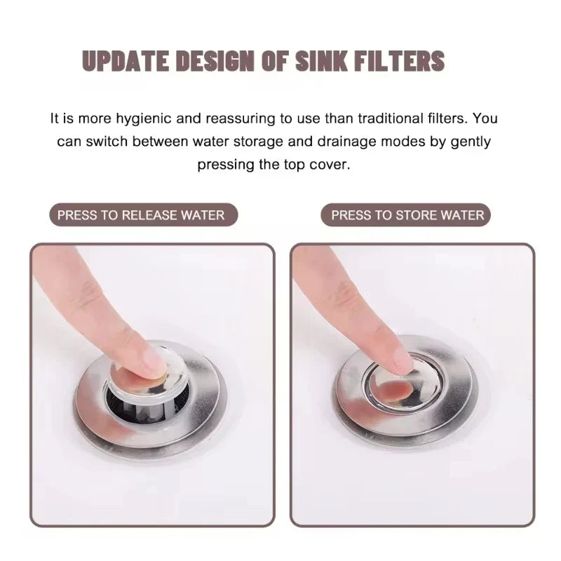 Pop-Up Drain Stopper Basin Hair Catcher Stainless Steel Filter Anti-Odor Fall 2026 Home Upgrade