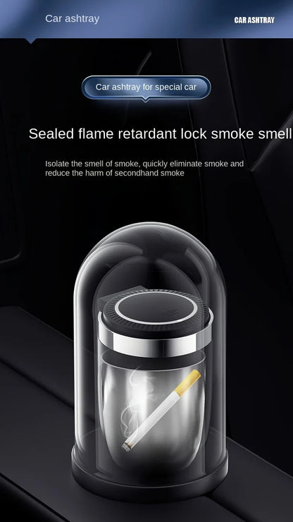 Car Ashtray One-Click Opening with LED Light - Splash Proof Alloy Liner, Automotive Interior Accessory Fall 2026 Gift