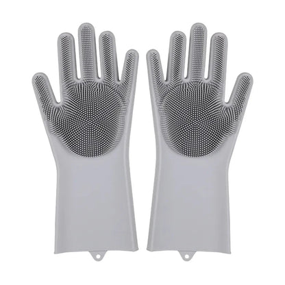 Silicone Dishwashing Gloves with Scrubber - Eco-Friendly Household Cleaning Tool
