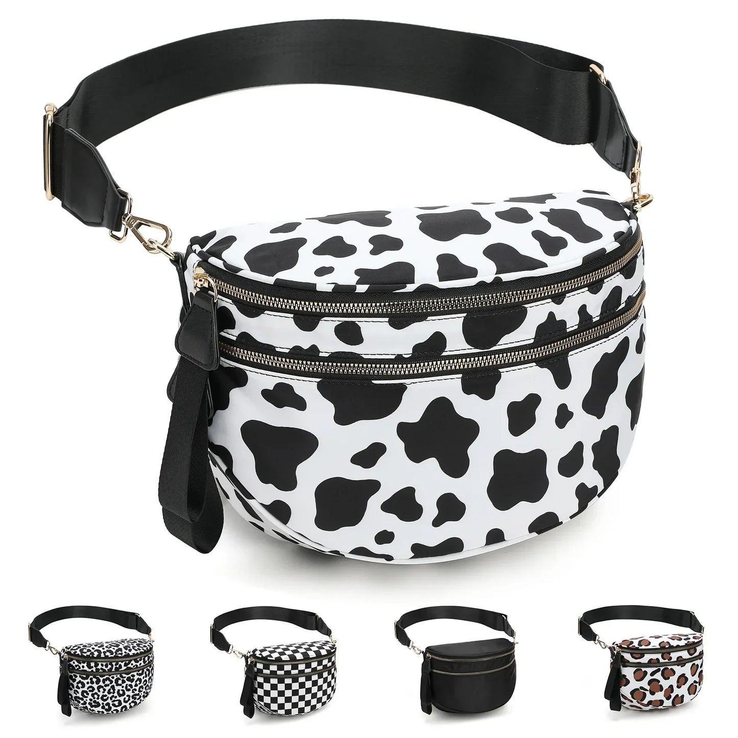 Casual women's checkered fanny pack – large capacity bum bag, adjustable crossbody mommy travel bag