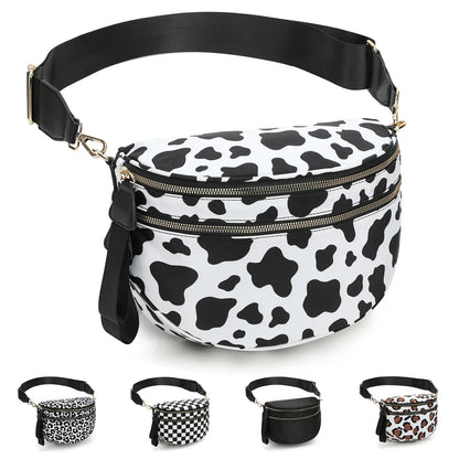 Casual women's checkered fanny pack – large capacity bum bag, adjustable crossbody mommy travel bag