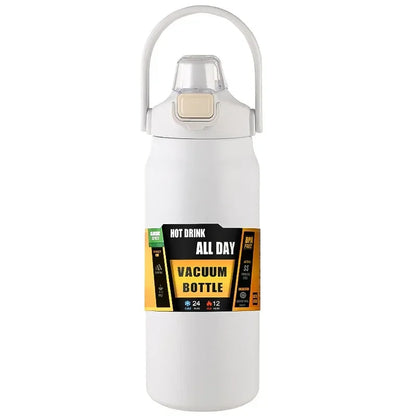 800ml Stainless Steel Thermos Mug - Portable Vacuum Flask for Hot & Cold Drinks, Outdoor Sports Water Bottle with Straw