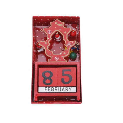 Christmas Wooden Countdown Calendar Ornament Tabletop Decor