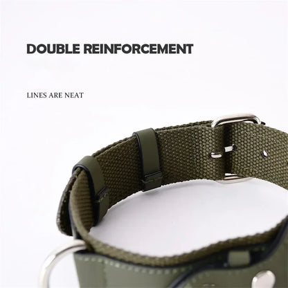 Leather Dog Collar Adjustable Padded Pet Collar With AirTag Holder Luxury Design All-Season Comfort Gift