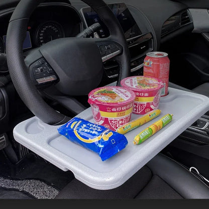 Car Desk Tray For Steering Wheel Portable Dining Table Snack And Cup Holder Road Trip Accessory 2025