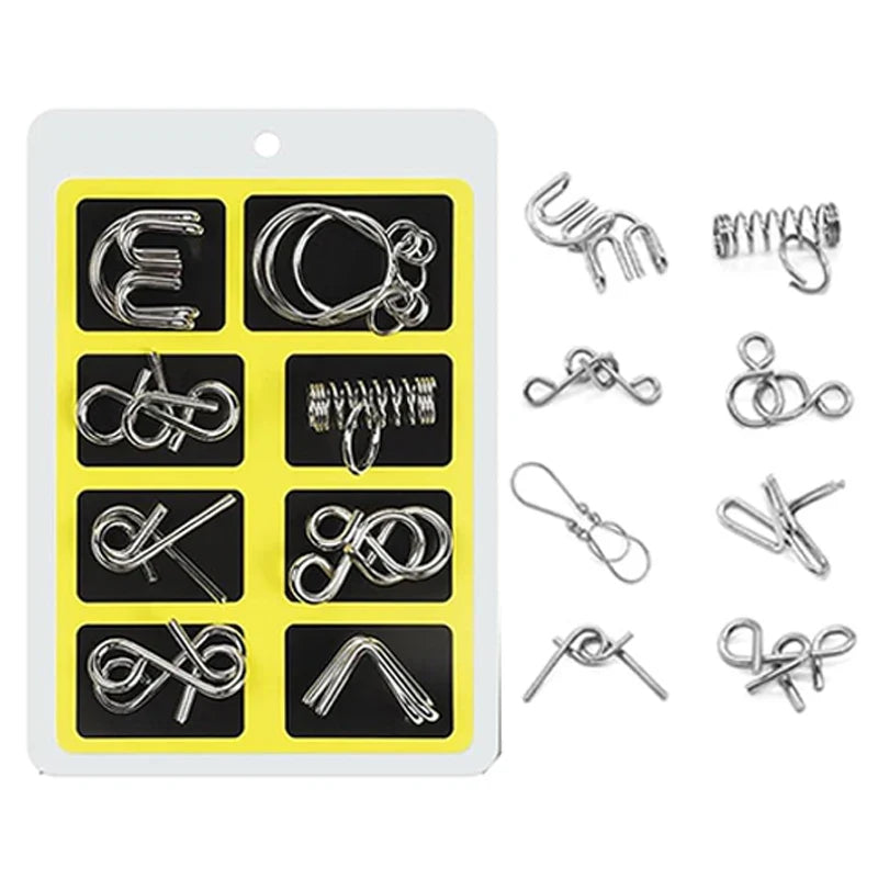 Metal Brain Teaser Wire Ring Puzzle Set – IQ Mind Challenge 3D Disentanglement Educational Toy 2026