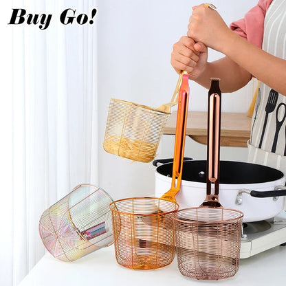 Stainless Steel Frying Basket Mesh Colander – Multi-Use Kitchen Strainer for Noodles and Dumplings, Viral 2026 Trend