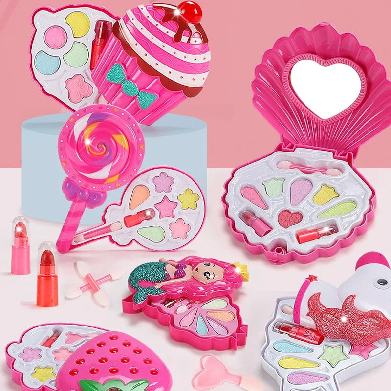 Princess Makeup Toy Set for Kids - Pretend Play Cosmetics with Lipstick & Eyeshadow for Parties