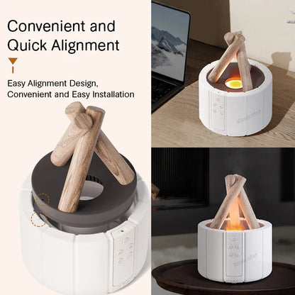 Simulated Flame Aroma Diffuser - Bonfire Air Humidifier, 280ml Ultrasonic Cool Mist Maker with LED Night Light