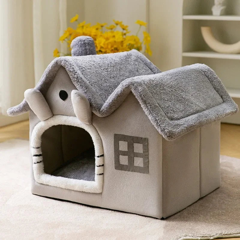 Cat Bed Foldable Cave House Plush Kennel Winter 2025 Cozy Washable Hideaway For Small Dogs And Cats