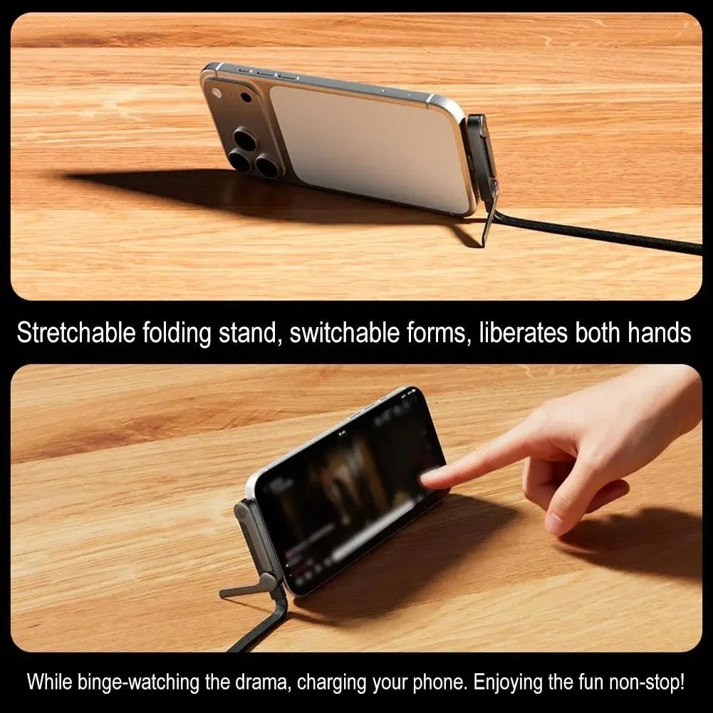 USB-C Fast Charging Cable - Elbow Design, 240W, Type-C To Type-C, Foldable Phone Stand, Back To School 2026 Gift