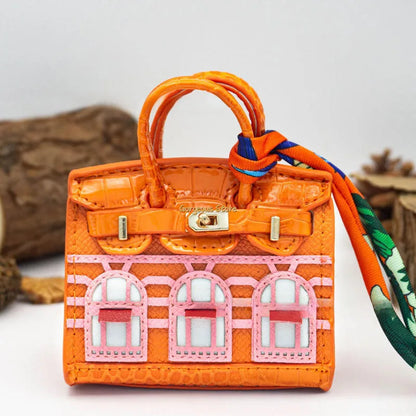 Birkin Inspired Mini Hand Bag - Platinum Bag Charm