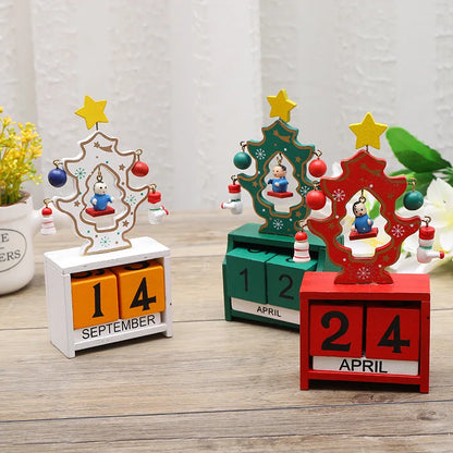 Christmas Wooden Countdown Calendar Ornament Tabletop Decor
