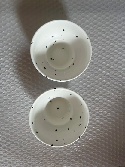 Ceramic Bowl 4 Inch Speckled White Retro Microwave Safe