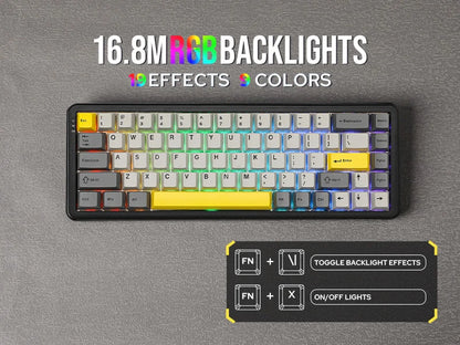 Mechanical Keyboard 68Key Wireless Bluetooth RGB Hall Effect