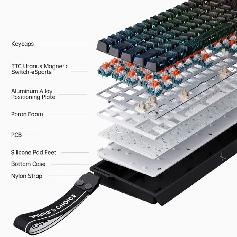 Hall Effect 68 Key Magnetic Gaming Keyboard Topographic RGB