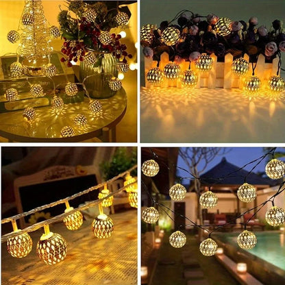 Solar String Lights Moroccan Ball LED Outdoor Waterproof 8 Modes Garden Party Christmas Decor 2026
