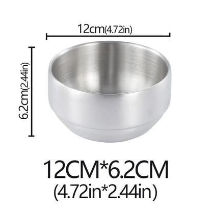 Stainless Steel Double Layer Rice Bowl With Lid Insulated