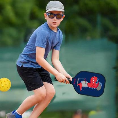 Lightweight Children's Pickleball Paddle Set with Cartoon Print, 2 Balls, Ideal for Kids Under 16, Durable Fiberglass, 180g
