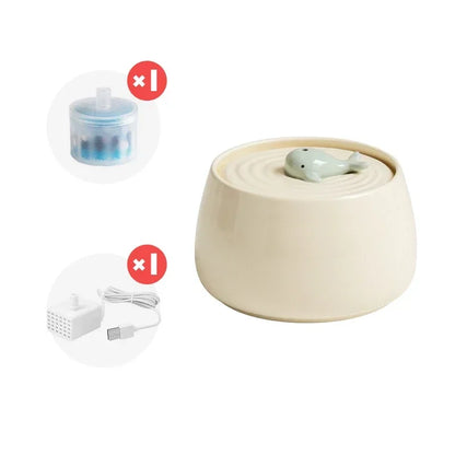 Cat Water Fountain 1300ml Ceramic USB Charging Pet Fountain With Filter And Wooden Stand Fall 2025 Continuous Hydration