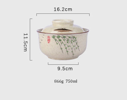 Ramen Bowl Large Ceramic With Lid Retro Fall 2025 Tableware