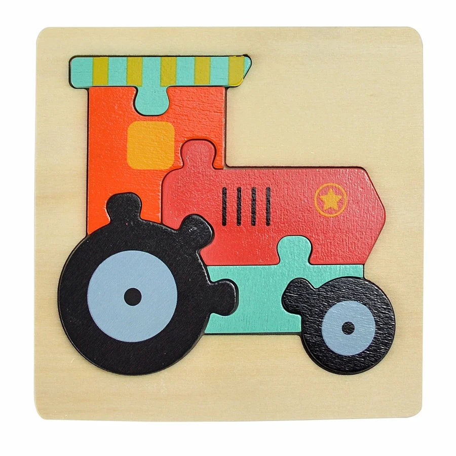 Variant image for 3D Wooden Animal and Vehicle Puzzle for Kids, Educational Montessori Toy for Cognitive Development and Fine Motor Skills-10