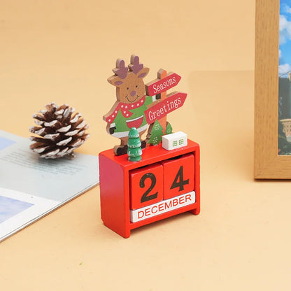 Christmas Wooden Countdown Calendar Ornament Tabletop Decor