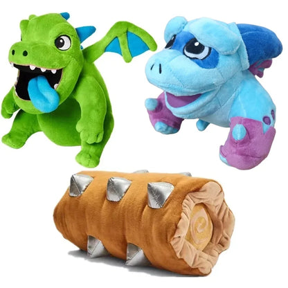 Plush Dragon Trio Stuffed Animals Set Rolling Log Toy