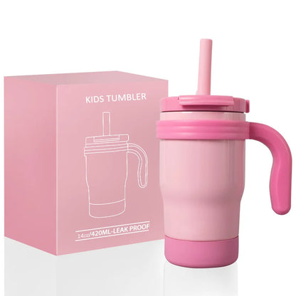 Kids Thermos Bottle 420ML Stainless Steel Insulated Tumbler With Handle And Straw, Christmas 2025 Gift