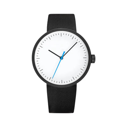 Classic unisex quartz wristwatch – leather strap, round dial, minimalist everyday timepiece