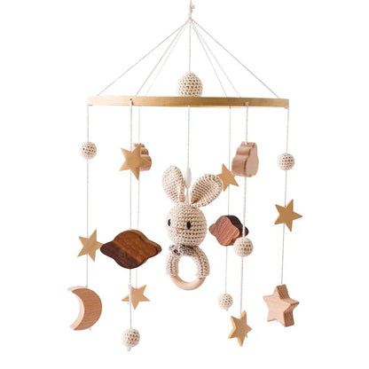 Wooden Baby Mobile Natural Wood Newborn Crib Mobile 0-12 Months Nursery Decor Newborn Gift 2025 Soothing Music