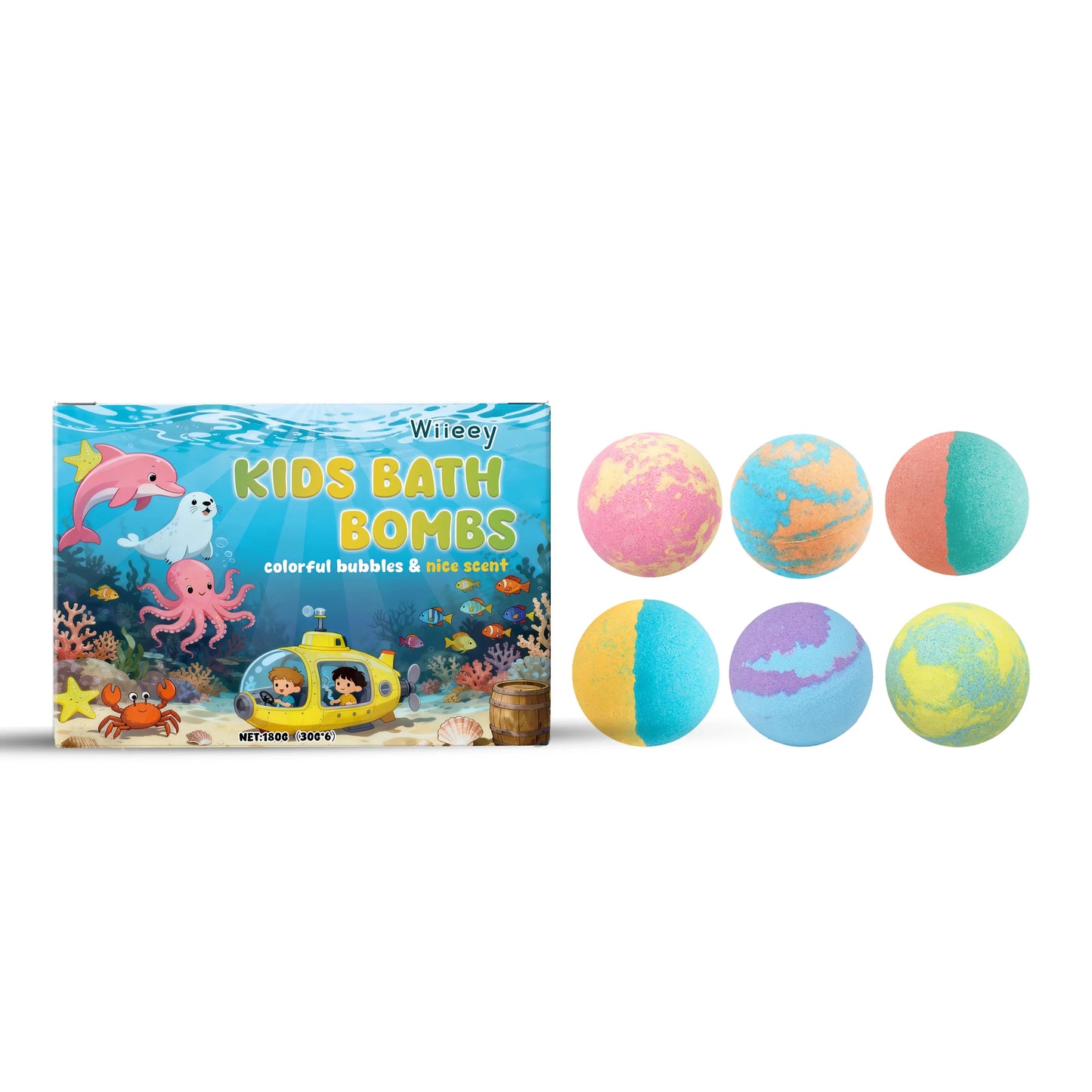 Kids Bath Bombs Set 6 Pcs Colorful Fizzy With Surprise Inside Moisturizing Formula Birthday Gift