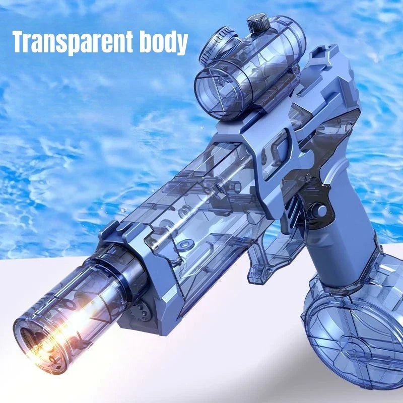 Electric Water Gun Self-Priming Pulse Blaster Kids Toy Summer 2025 Large Capacity Tank LED Lights
