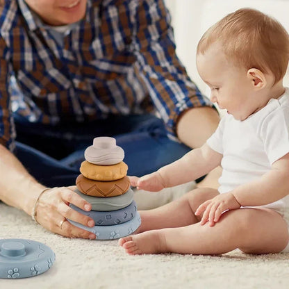 Silicone Montessori Building Blocks for Babies - Stacking and Teething Toys for Early Learning, Safe and Lightweight, Bright Colors