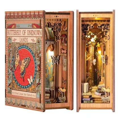 DIY Book Nook Kit Wooden Miniature Shelf Insert Roombox Dollhouse Model Holiday 2025 Cozy Library Gift