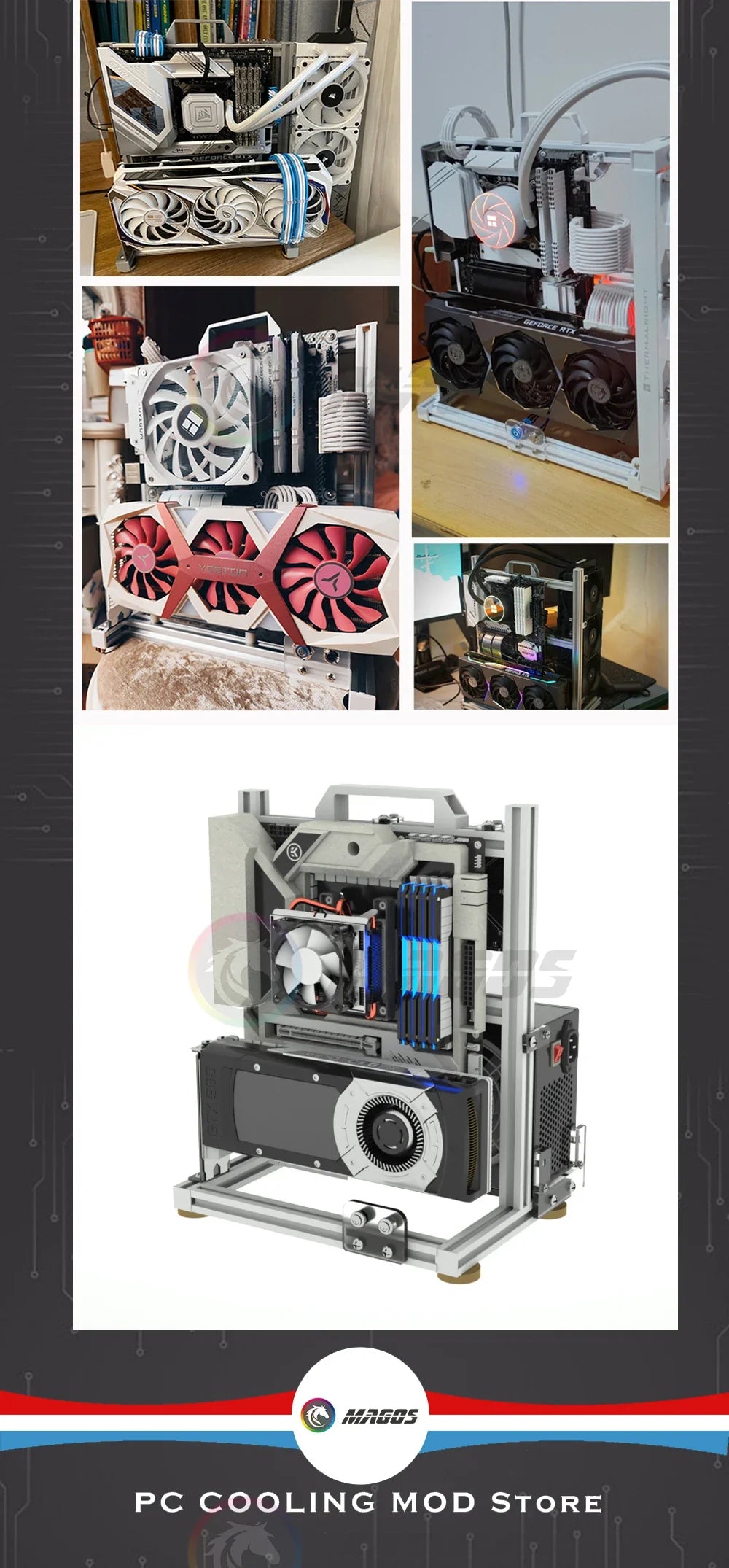 Open Frame PC Case Modular ATX MATX ITX Aluminum Rack
