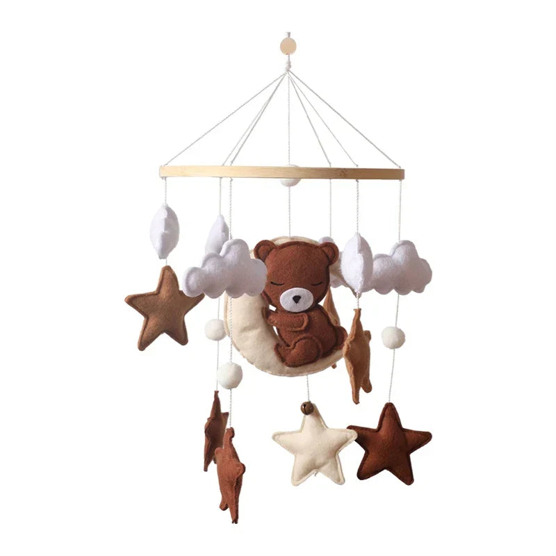 Wooden Baby Mobile Natural Wood Newborn Crib Mobile 0-12 Months Nursery Decor Newborn Gift 2025 Soothing Music