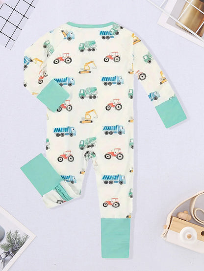 Additional gallery view 13 of baby boys bear print button-up winter romper