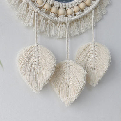 Macrame Mirror Set Cotton Fringe Boho Wall Hanging Mirrors Fall 2025 Cozy Nursery Home Decor Gift