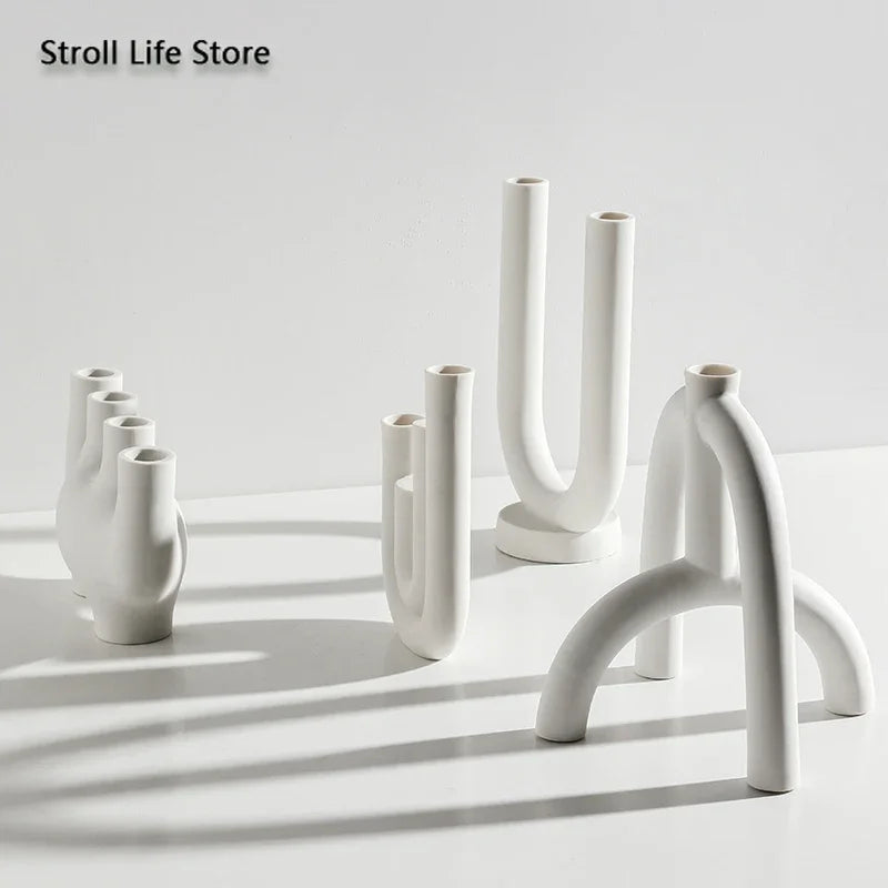 Ceramic Candle Holders Set Of 3 White Nordic Minimalist Candle Stands Fall 2025 Modern Centerpiece Gift