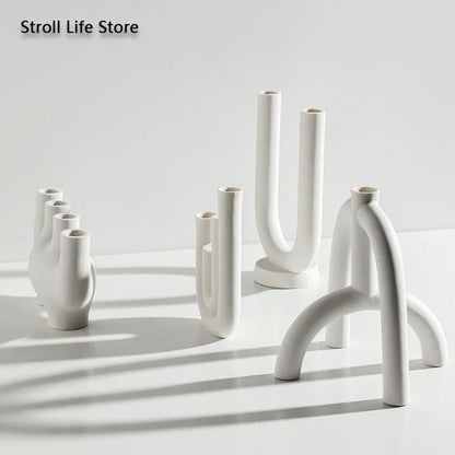 Ceramic Candle Holders Set Of 3 White Nordic Minimalist Candle Stands Fall 2025 Modern Centerpiece Gift