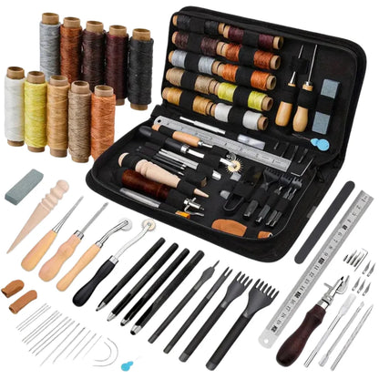 Leather Sewing Kit All In One Leather Craft Tool Set With Awl Needles And Thread DIY Gift Idea