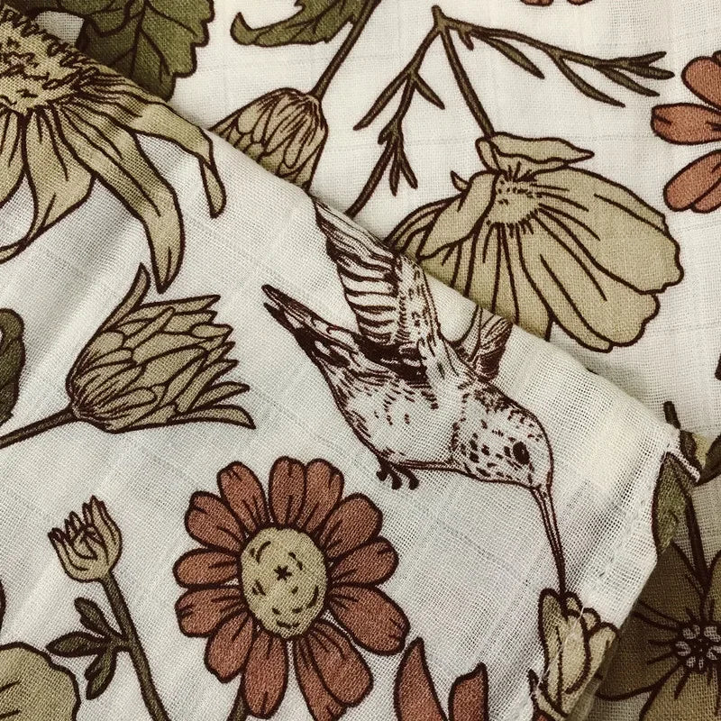 Bamboo Muslin Swaddle Blanket 120x120 Cm Floral Newborn Bedding Fall 2025 Breathable Eco Friendly Baby Gift