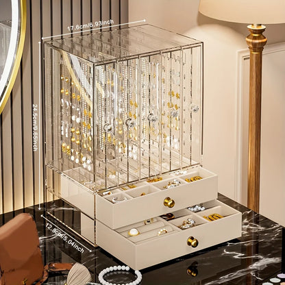 Jewelry Organizer 7-Layer Transparent Drawer Box High Capacity Storage Earrings Necklaces Rings Case Holiday Gifts 2026