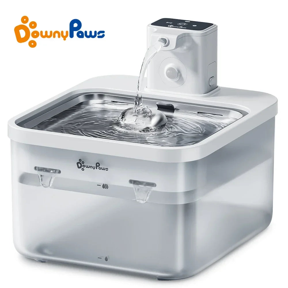 Cat Water Fountain 2.5L Stainless Steel Automatic Sensor Dispenser Cordless 4000mAh Battery Fall 2025 Healthy Hydration