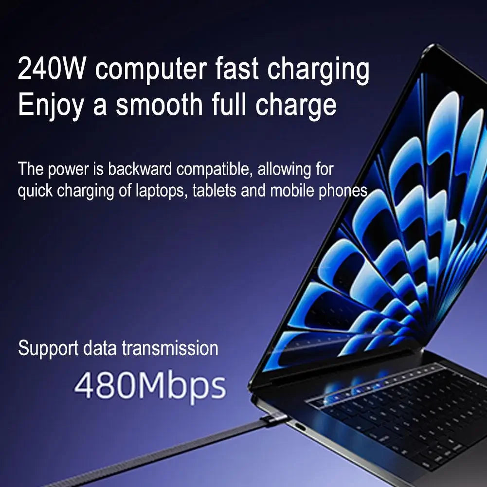 USB-C Fast Charging Cable - Elbow Design, 240W, Type-C To Type-C, Foldable Phone Stand, Back To School 2026 Gift